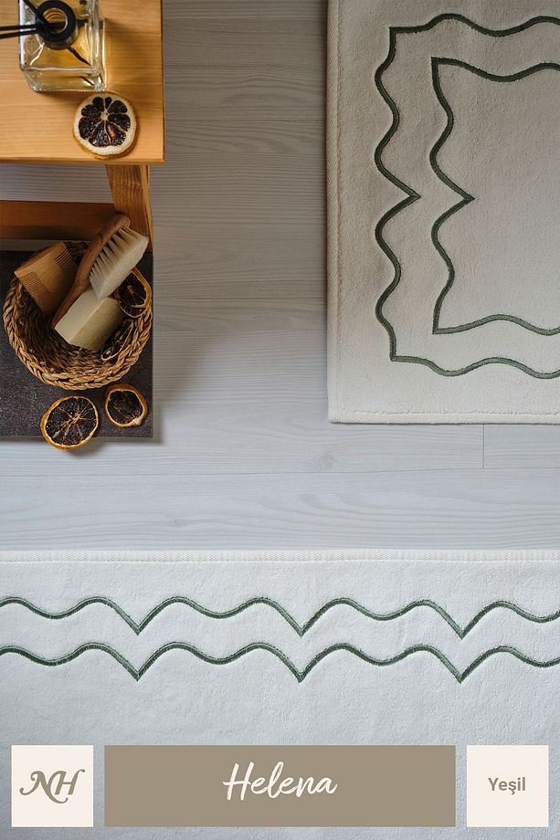Helena 2'li Nakışlı (60 X 100cm) Banyo Paspas Seti - 5