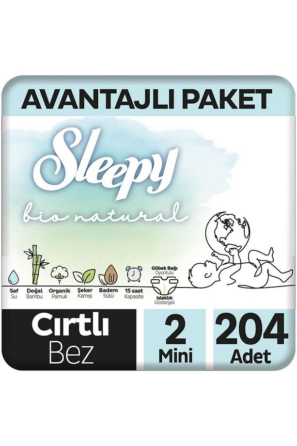 Bio Natural Avantajlı Paket Bebek Bezi 2 Numara Mini 204 Adet - 1
