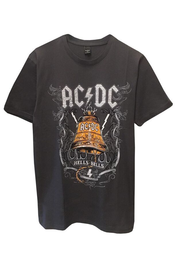 Unisex Rock Music Acdc Printed Gray T-Shirt