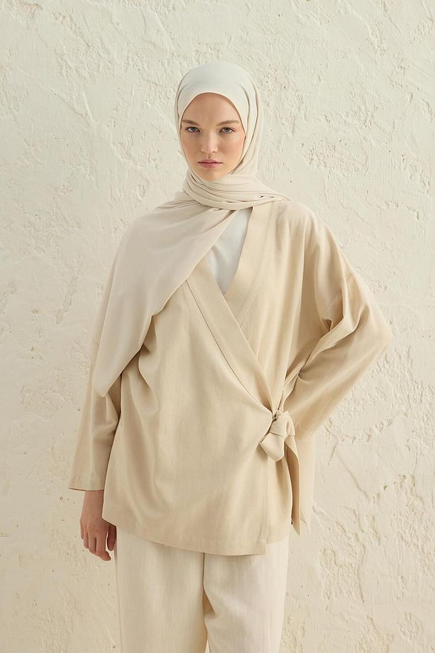 Daily Krep Şal Koyu Krem - 7