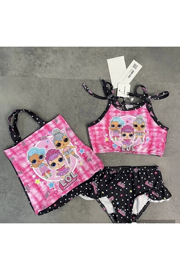 character patterned bag detailed bikini