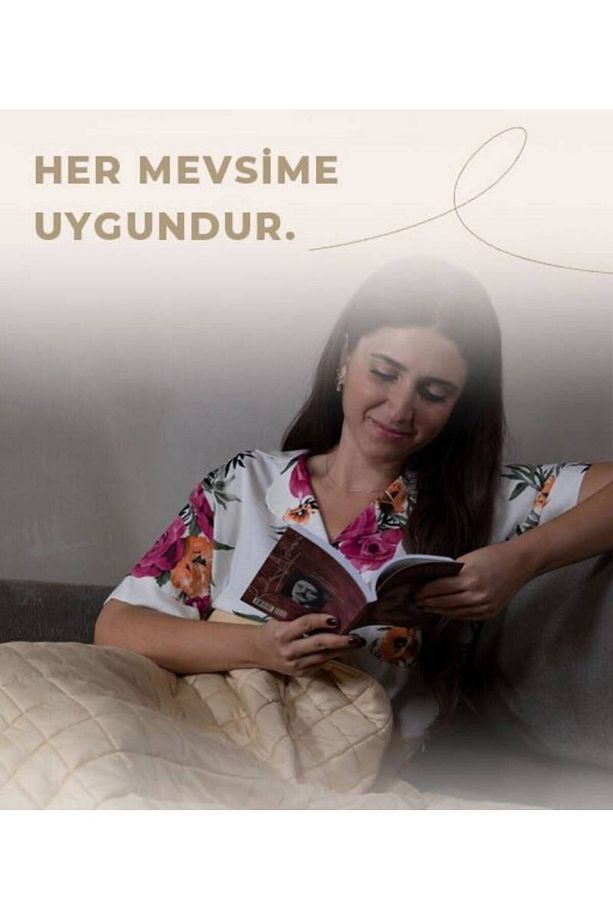 Ağırlıklı Battaniye Tek Kişilik Yorgan Selenity Taşlı 6 Kg 155x215 %100 Yün Dolgulu  4 Mevsim - 5