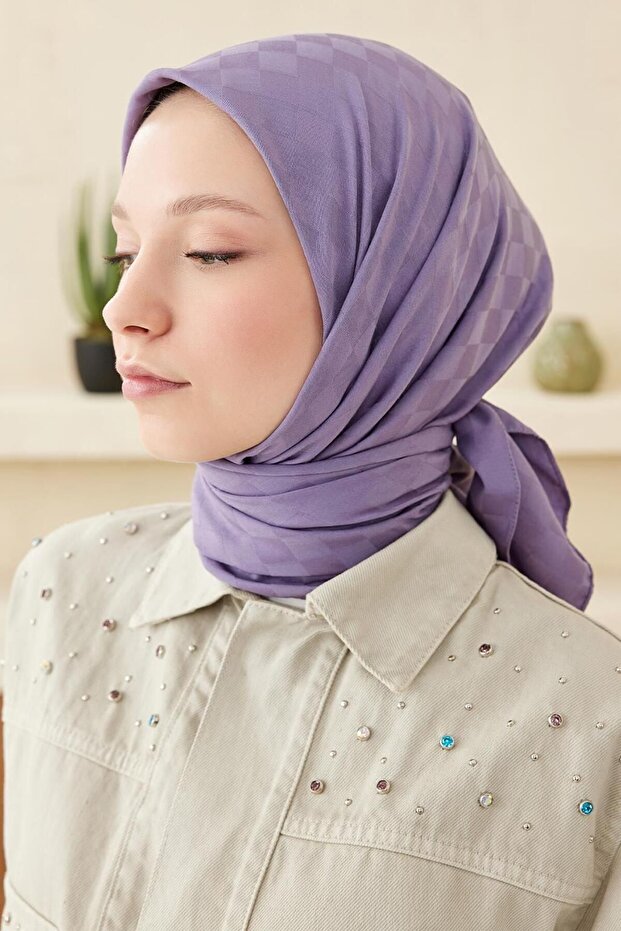 وشاح جاكار مودال بنمط الدمية باللون الأرجواني - 5