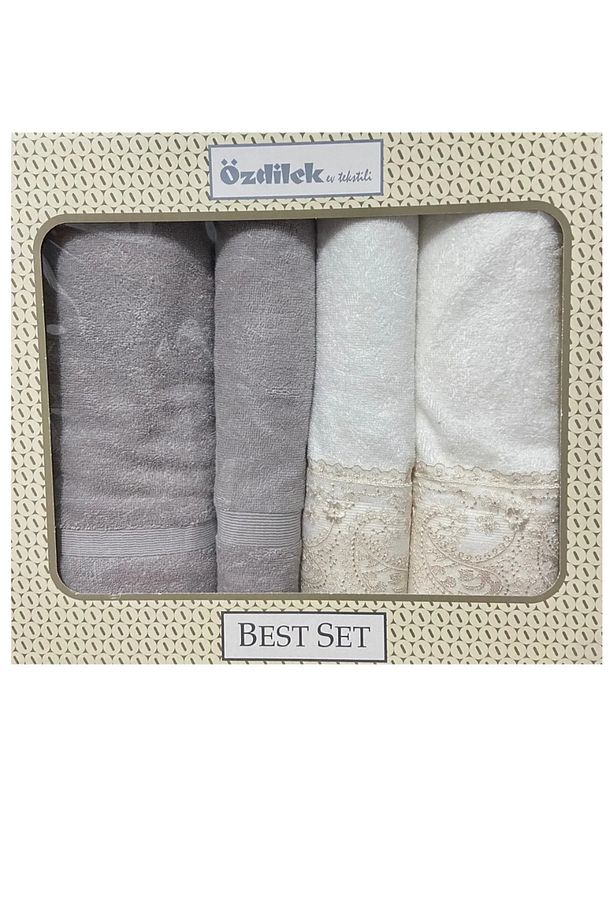 4 Parça Fıdelya Güpürlü Best Set - Hamam Takımı - 1