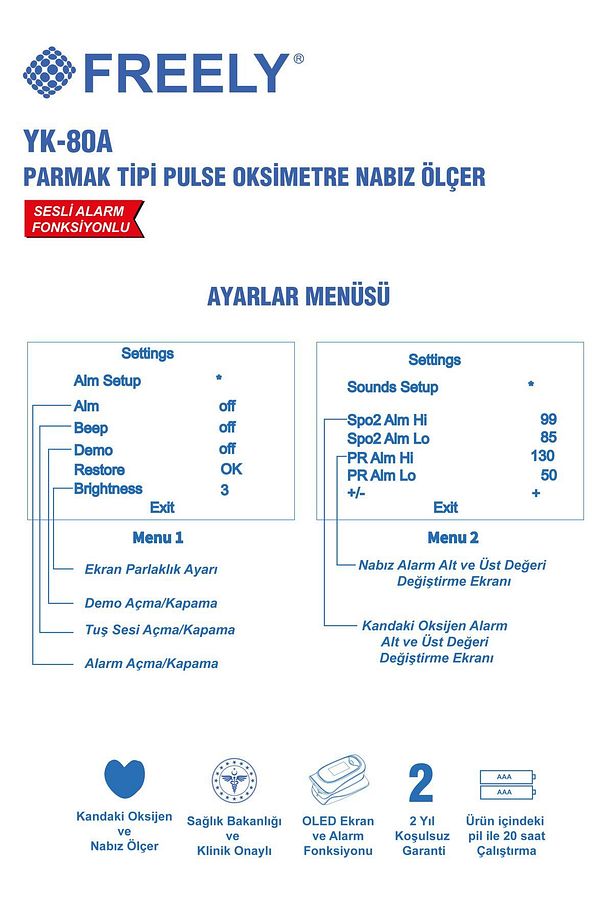 Parmak Tipi Pulse Oksimetre Oksijen Ve Nabız Ölçer / Klinik Onaylı - 2