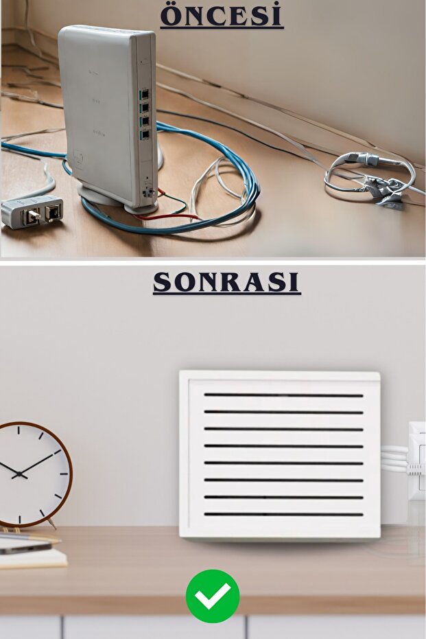 Modem Kutusu Izgaralı Modem Kutusu Saklama Gizleme Desenli Modem Saklama Kutusu - 7