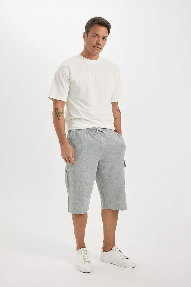 Regular Fit Basic Geri Dönüşümlü Kapri Şort - 3