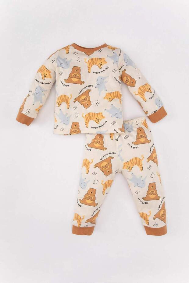 Baby Boy Safari Printed Long Sleeve Pajamas Set A9013A523Au