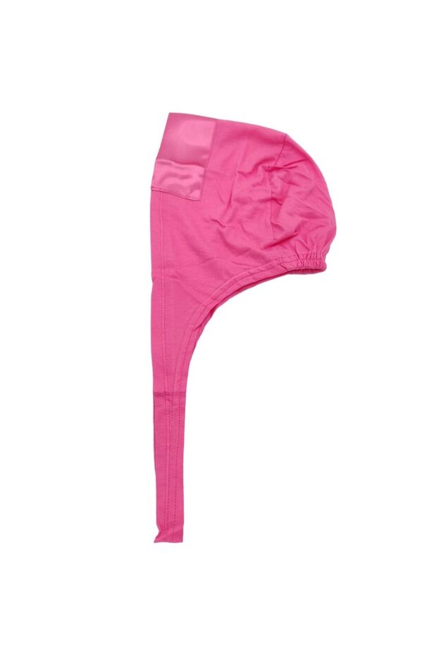 Women's Dark Pink Color Laced Combed Cotton Satin Hijab Bonnet