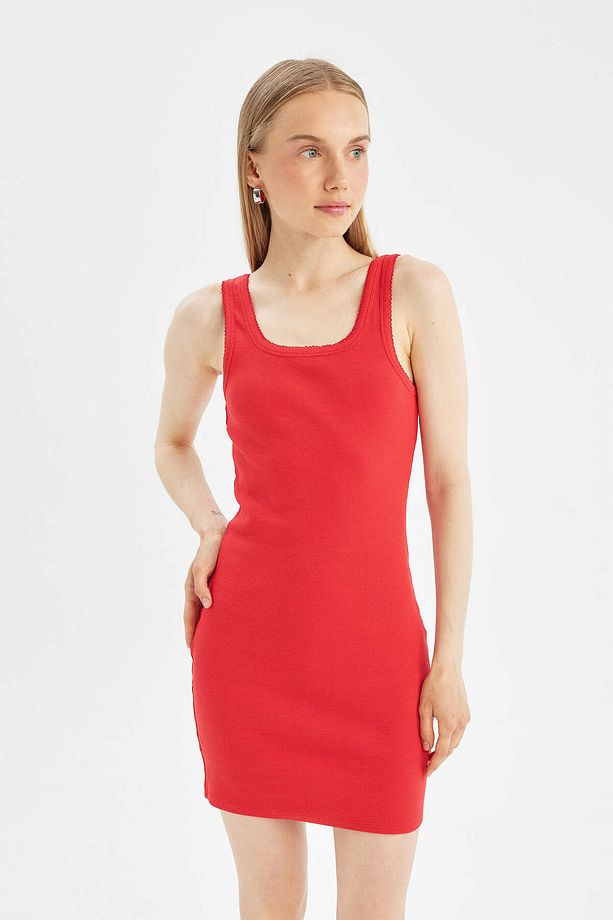 Coool Bodycon Basic Kolsuz Fitilli Kaşkorse Mini Elbise A0732ax23sm - 4