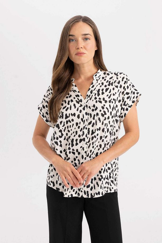Regular Fit Bisiklet Yaka Kısa Kollu Gömlek I6173az23sm - 1