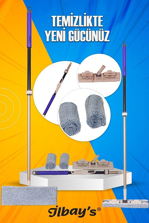 Mikrofiber Teleskopik Klipsli Ultra Mop Seti 360°c Döner Başlık Tüm Yüzeyler Için (ÖZEL KUTUDA) - 3