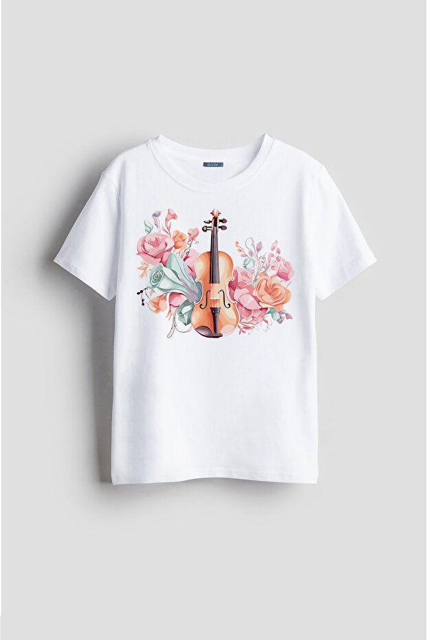 Musical Instrument Violin Patterned Special Design Printed Unisex Kids T-Shirt