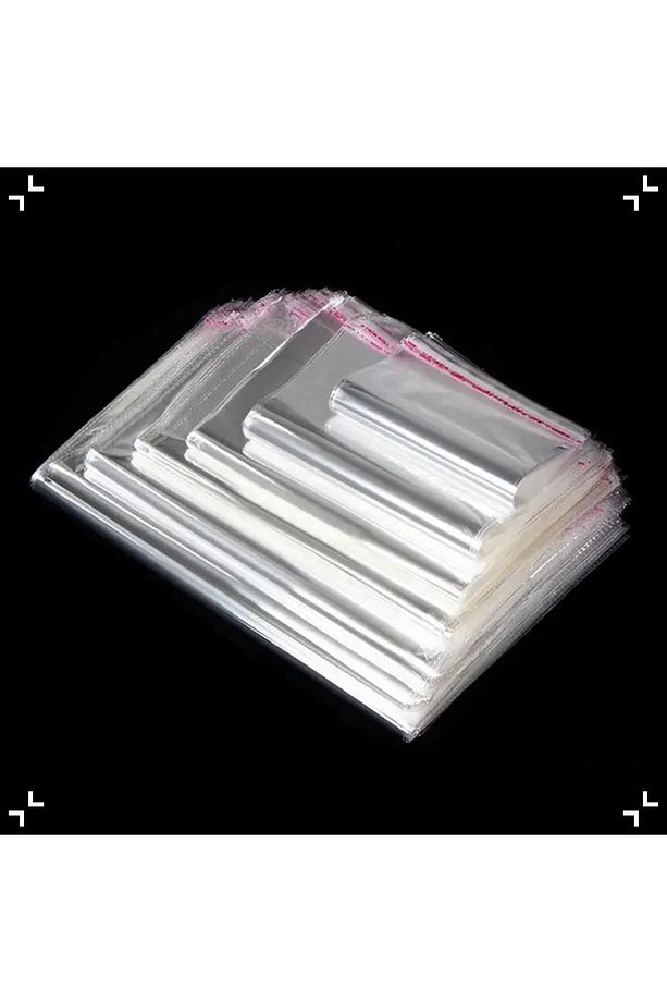 15x30 Yapışkanlı Poşet, Şeffaf Jelatin, Bantlı Poşet, Çeyiz Poşeti ,50 Adet - 7