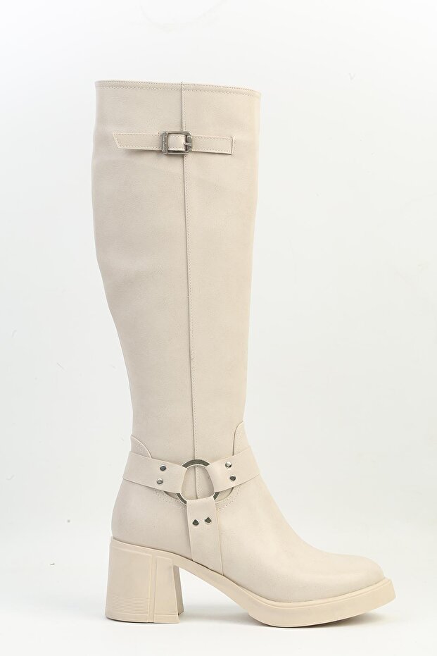 ® | Pc-54119 - 3076 Cream Skin - Women's Heeled Boots