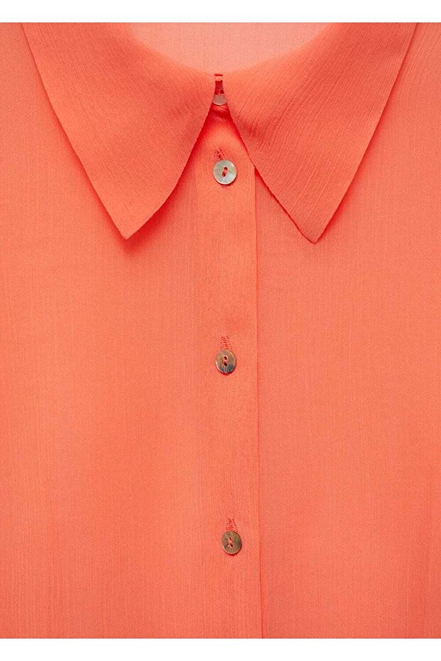 Yarı transparan düğmeli gömlek - 8