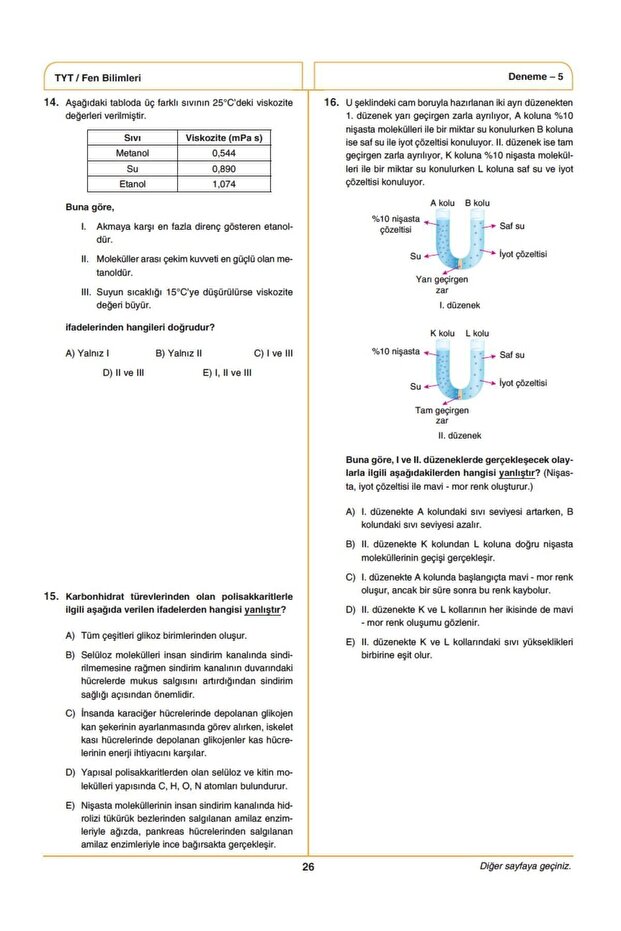 Tyt Fen Bilimleri Ösym Çıkmış Ve Çıkabilecek Sorulardan Oluşturulmuş Deneme Sınavı - 4