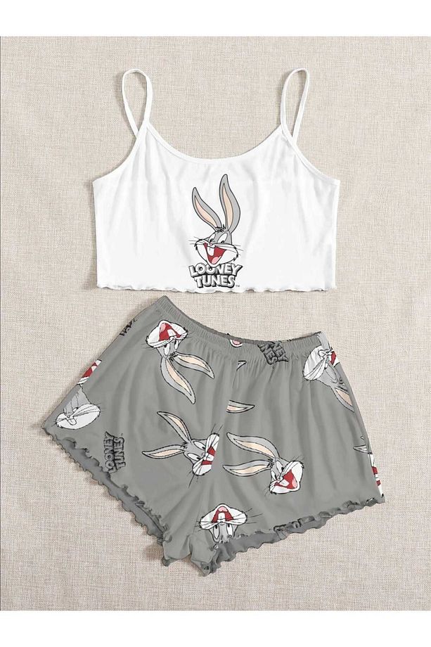Askılı Şort Pijama Takımı Bugs Bunny Supersoft Basic Süprem - 1