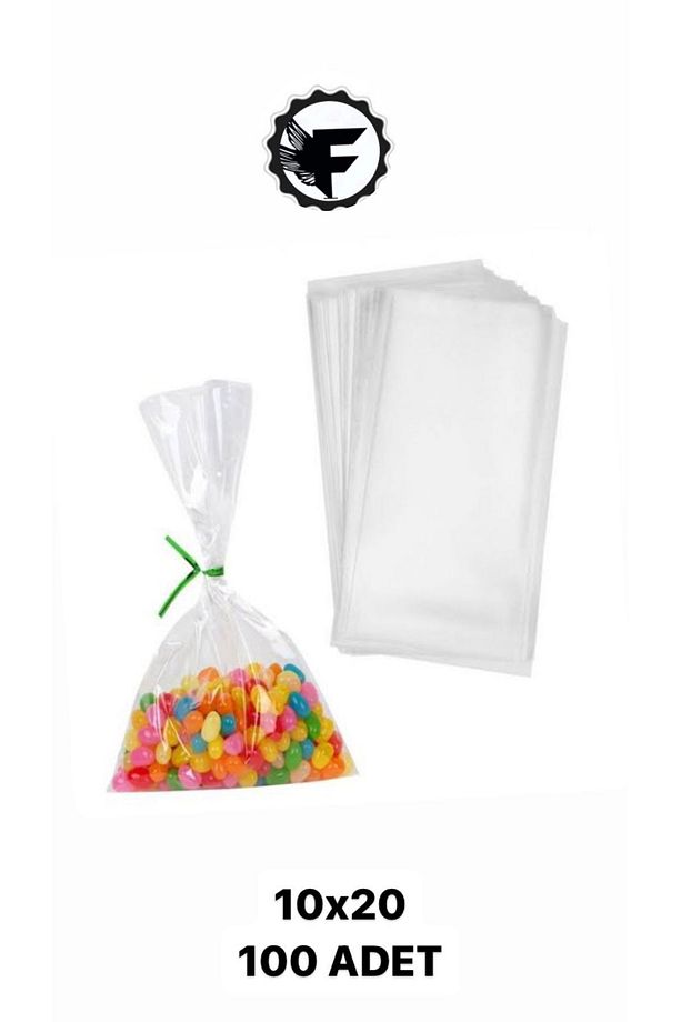 Şeffaf Parlak Bantsız Jelatin Poşet 10x20 cm Kurabiye Aksesuar Hediye Paketleme Poşeti 50 Adet - 2
