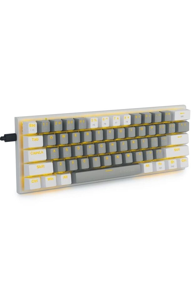 Z-11 Mini 60% Mekanik Gaming Mini Huano Red Switch Klavye (BEYAZ, GRİ, TURUNCU TUŞLAR) Ingilizce - 3