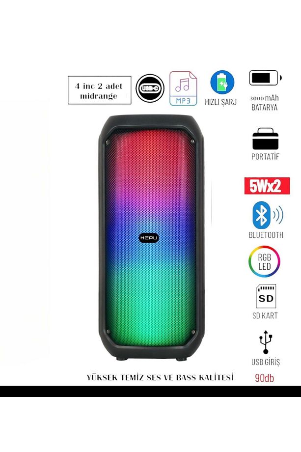 HP 959 Taşınabilir Şarjlı Rgb Bluetooth Hoparlör Extra Bass Performans - 5