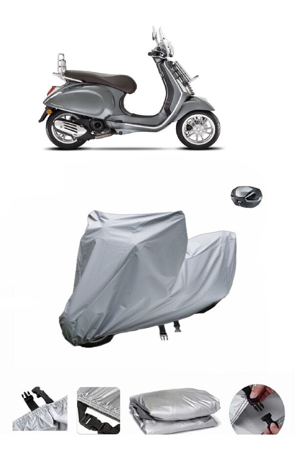 This Vespa Primavera 50 Touring motorcycle cover is not compatible with the rear Bag .
