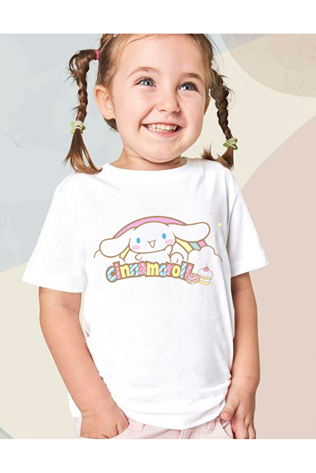 Cinnamoroll young printed white oversize t-shirt for children