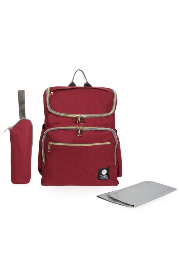 Unisex Claret Red Mother and Baby Care Bag