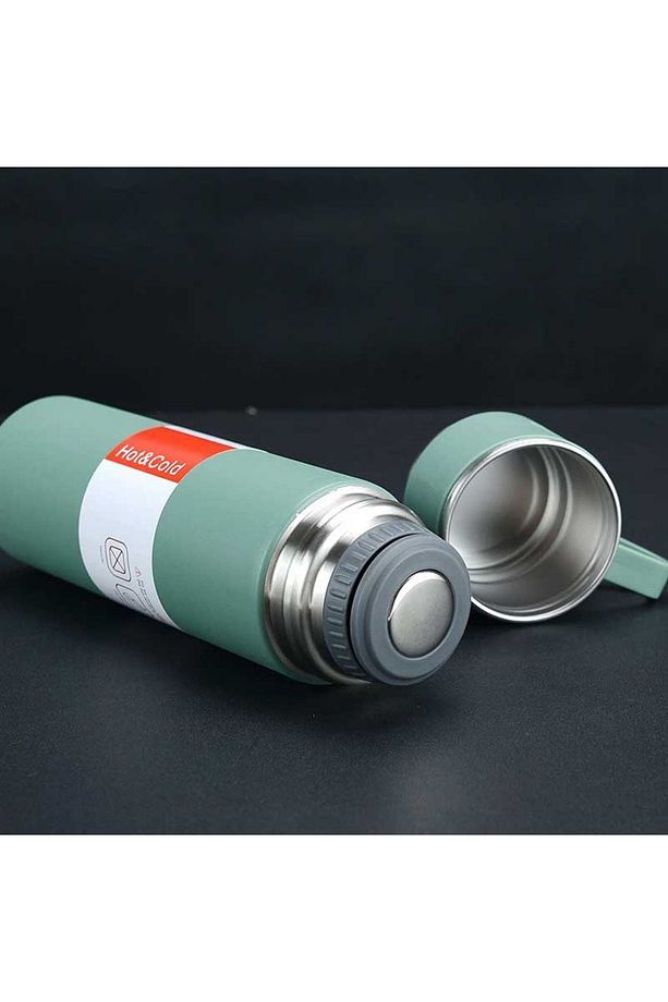 Paslanmaz Çelik Termos Seti 3'lü Bardak Çift Vakumlu 500 ml Vacuum Flask Set - 2