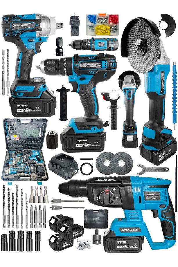 AVANTAJLI 4'lü Set 2-26 Şarjlı Hilti-şarjlı Taşlama-13mm Şarjlı Darbeli Matkap-şarjlı Somun Sıkma - 1