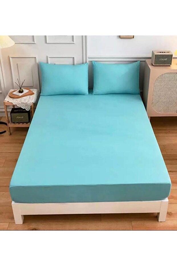 قماش رانفورس بلون النعناع - طقم ملاءات مطاطية فردية/مزدوجة - 1