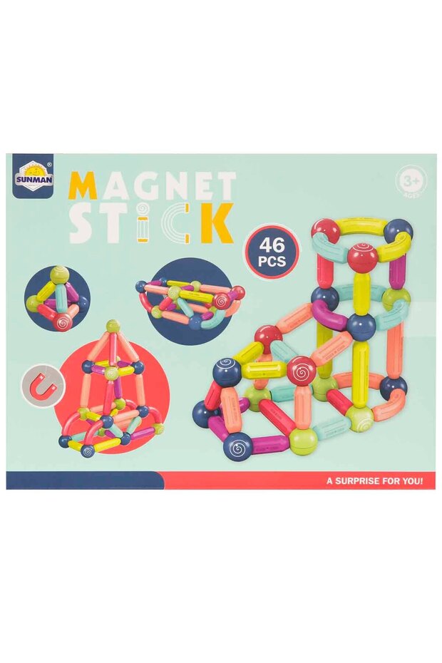 Magnet Stick Renkli Manyetik Çubuklar Yapı Seti 46 Parça - 1