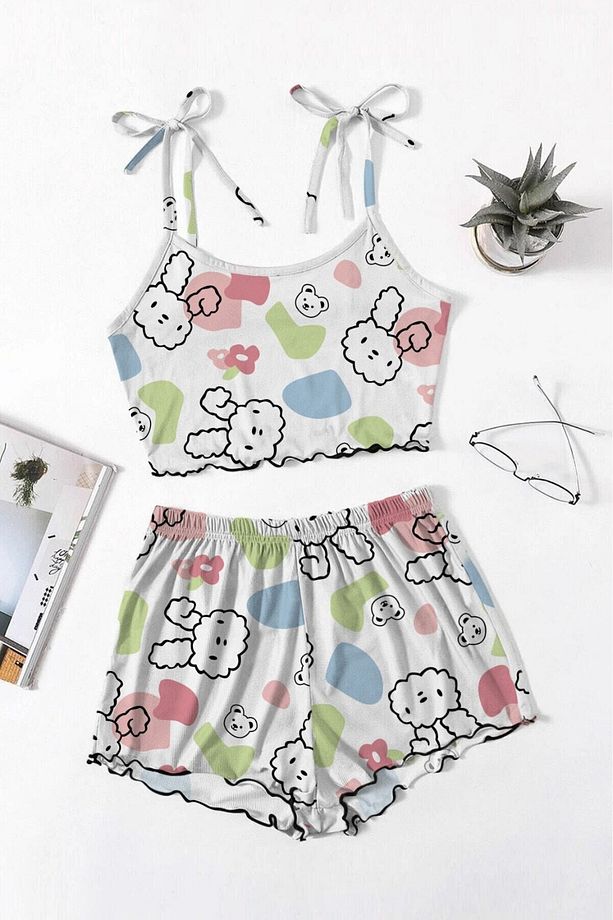 Angelina Rabbit Fitilli Şort Takımı - 1