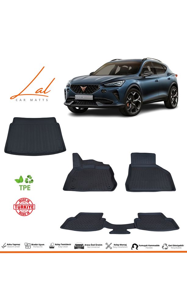 Cupra Formentor 2021+ 3D Havuzlu Paspas Alt Kademe Bagaj Havuzu Seti - 1