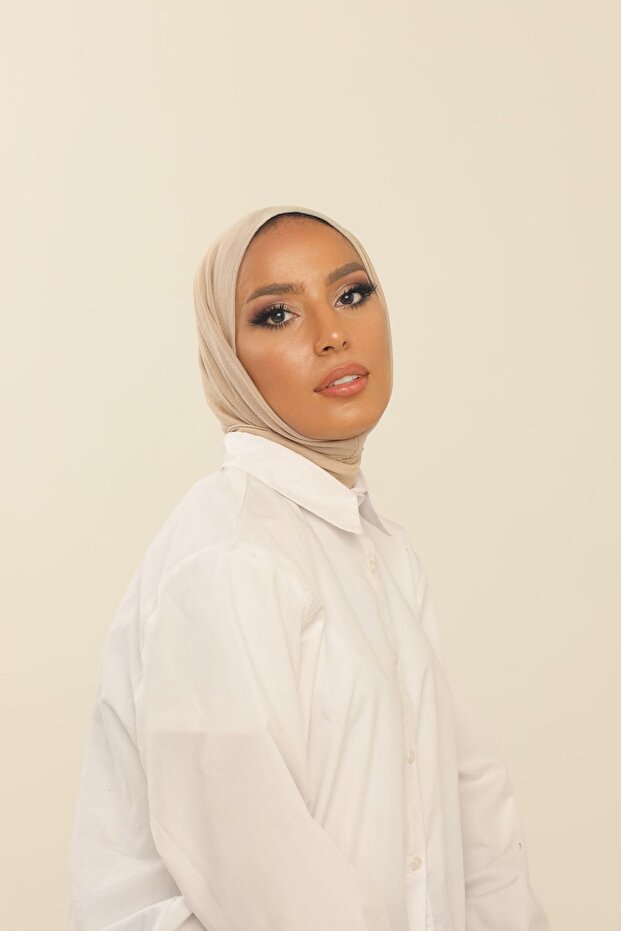 Ivory Practical Combed Cotton Shawl - Women's Hijab Velcro Hijab Bonnet