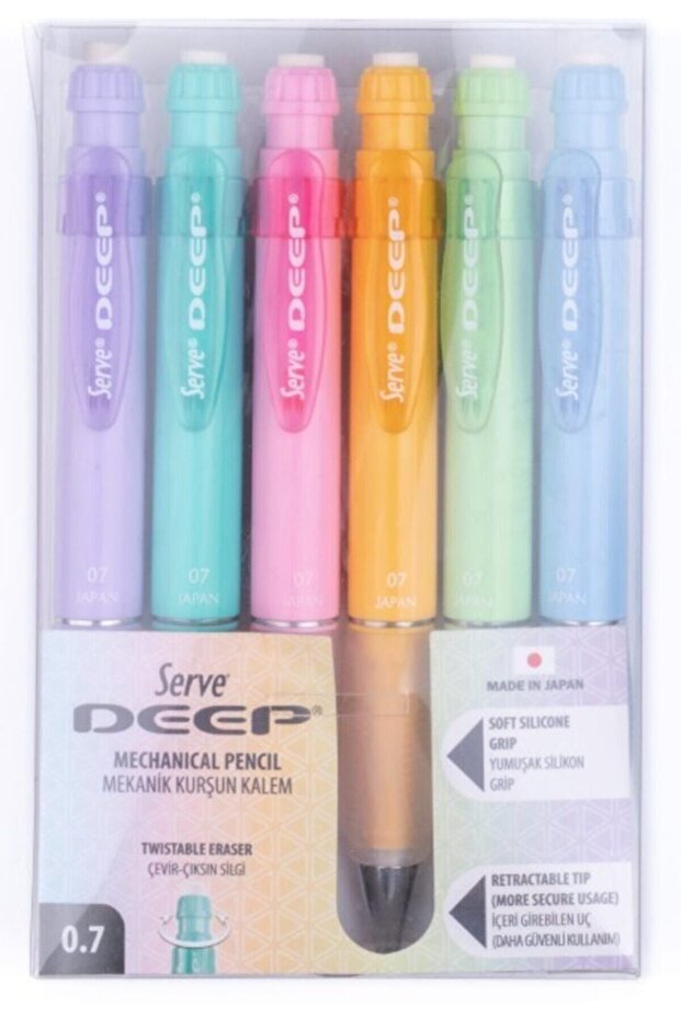 Deep 0.7 Mm Mekanik Kurşun Kalem Pastel 6'lı Set - 1