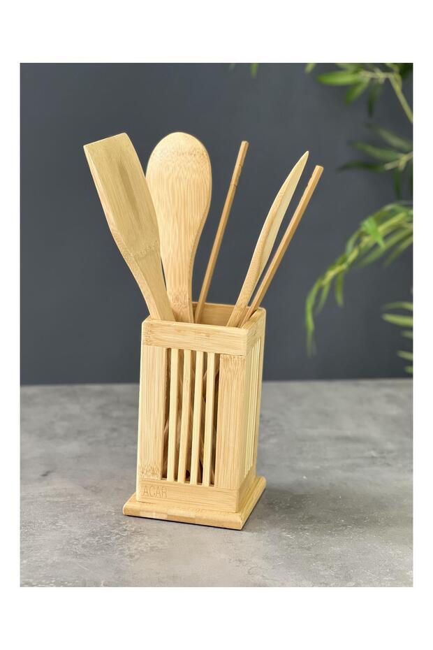 Lüx Bambu 5 Parça Mutfak Seti Standlı - 1