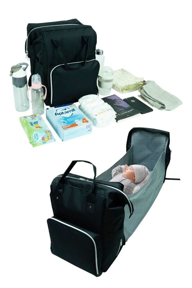 Baby Care Bag Functional Bed Baby Bag Liquid Proof Stroller Strap Mommy Bag Black