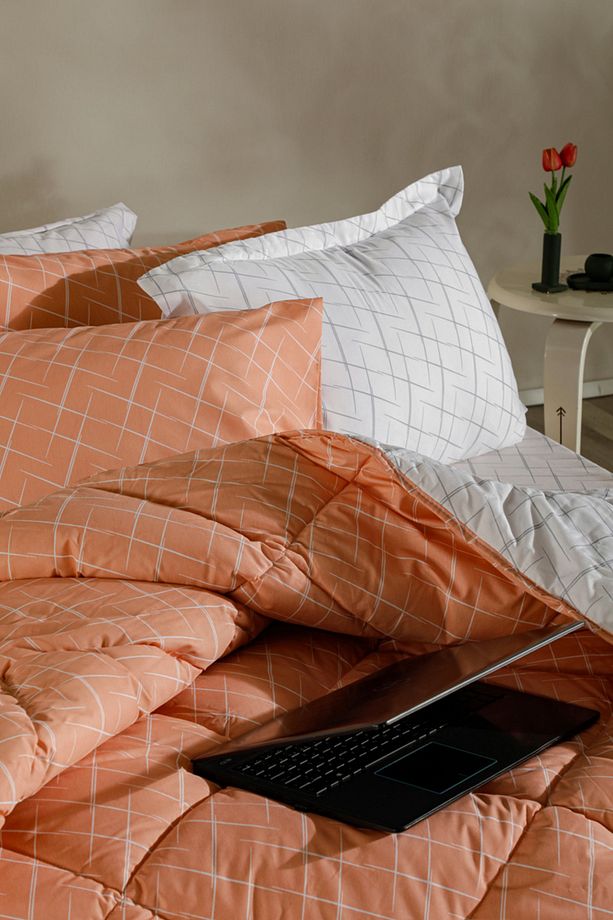 Easy Cotton Glimmer Comforter Set Tek Kişilik - Somon - 2