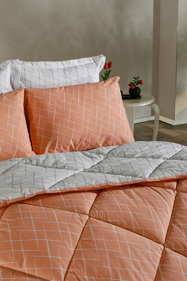 Easy Cotton Glimmer Comforter Set Tek Kişilik - Somon - 4
