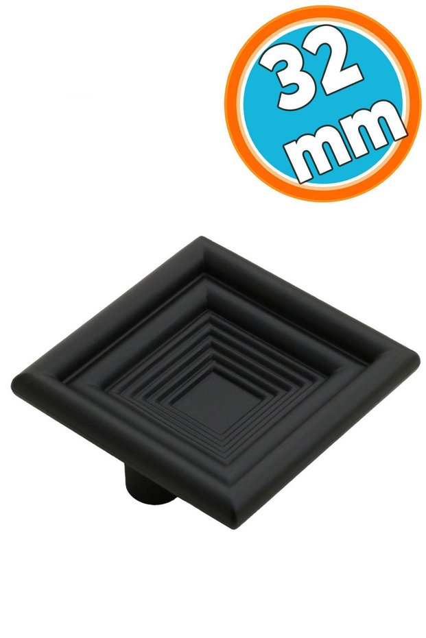 32 mm Matte Black Square Plastic Handle - for Drawer, Kitchen Door and Cabinet