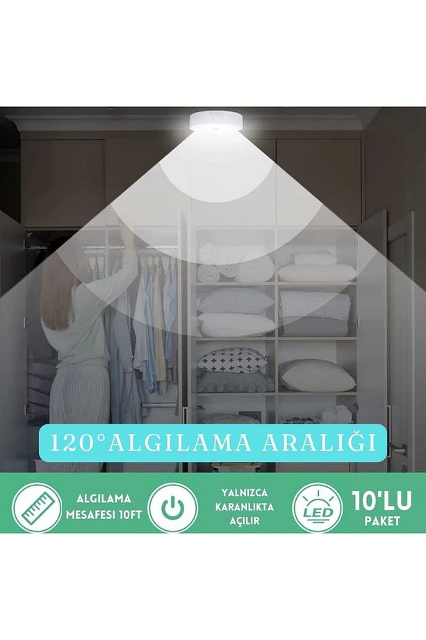 Ct-5180 Şarjlı Sensörlü Mıknatıslı Kabin Led Aydınlatma 10'lu Paket - 2