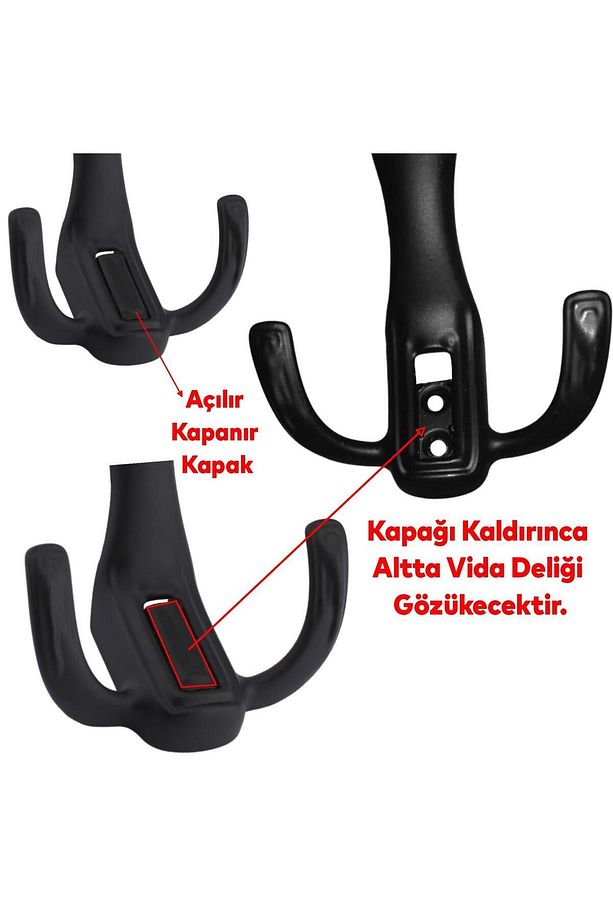 Portmanto Vestiyer Duvar Dolap Elbise Askısı Mat Siyah Mobilya Metal Kapı Askılığı Aparatı - 5