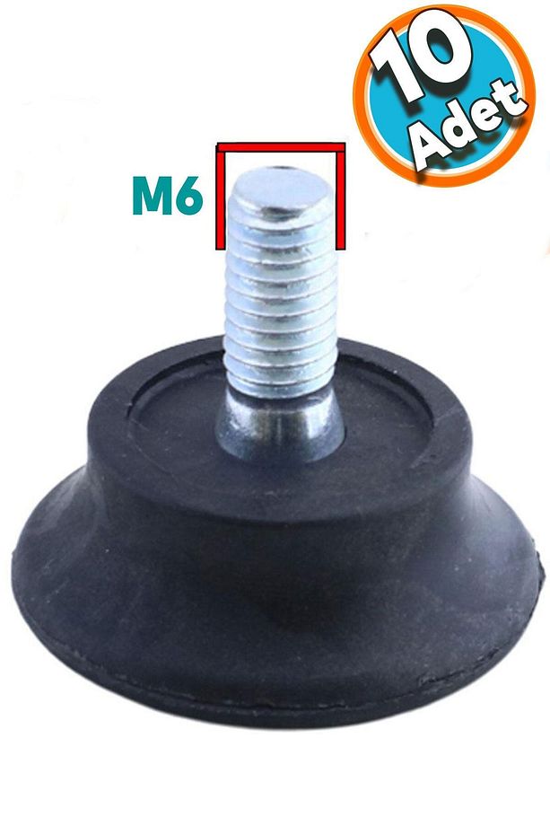 Bingo Rotil Ayak M6 Civatalı 6 Mm Siyah Profil Yükseltme Ayağı 2.5 Cm (10 Adet) - 1