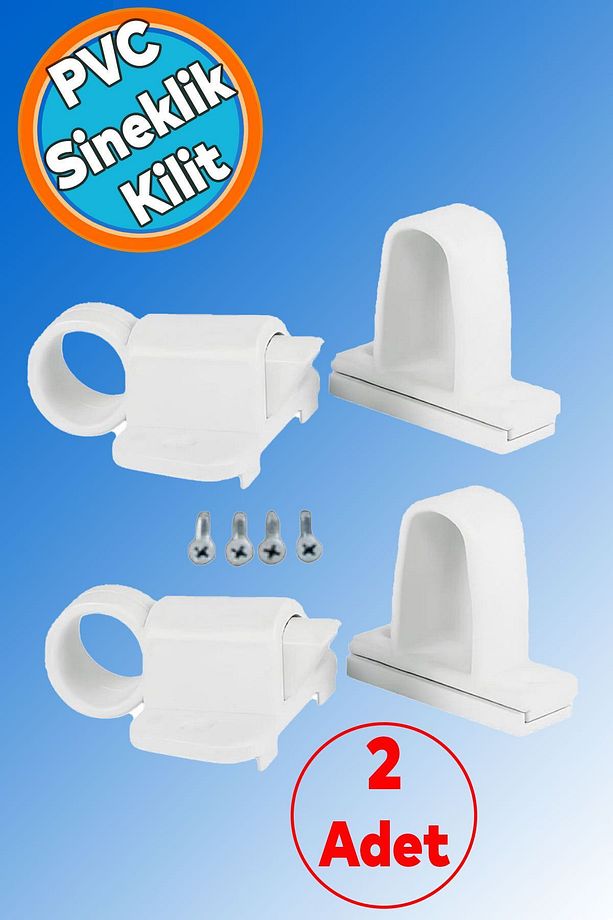 Pencere Kapı Sineklik Kapama Çarpma Kilit Plastik Pratik Tutucu Pimapen PVC Aparat 2 Adet - 1