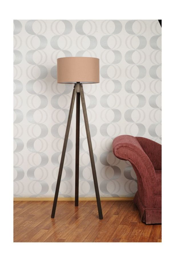 3 Ayaklı Tripod Lambader Abajur Kumaş Başlık---cappucino-c - 1