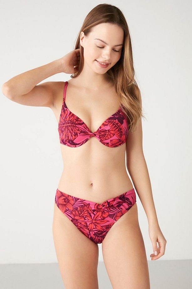 Rozinisda Kaplı Telli Çıkarılabilir Push Uplı Kalın Altlı Bikini - 1