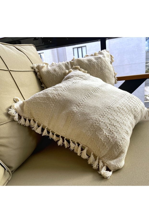 2-Piece Cotton Knitted Lace Knit Zippered Throw Pillow Cover