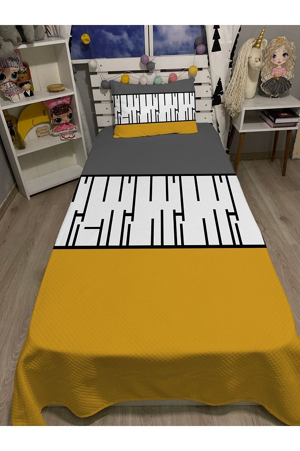 Hardal Piyano Tek Kişilik Pike ve Yastık Kılıfı - 1