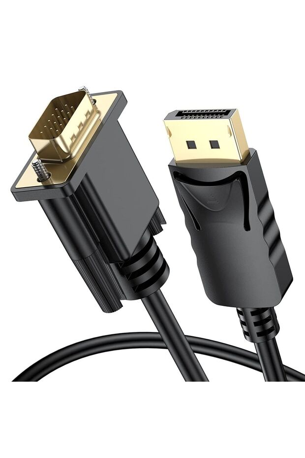 1.8 Metre Display Port To Vga Kablo Display Vga Dp To Vga 1.8m Displayport Erkek Vga Erkek Kablo - 1